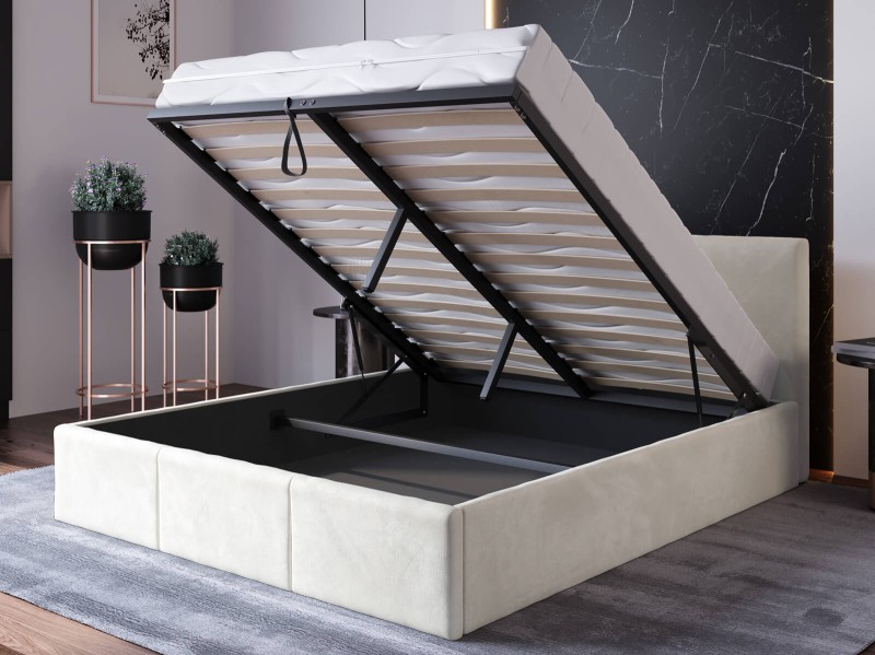 Čalouněná postel s úložným prostorem 160x200 TOP line 7 Béžový Velvet