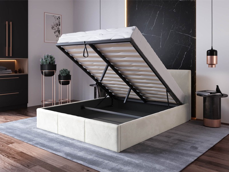 Čalouněná postel s úložným prostorem 180x200 TOP line 7 Béžový Velvet