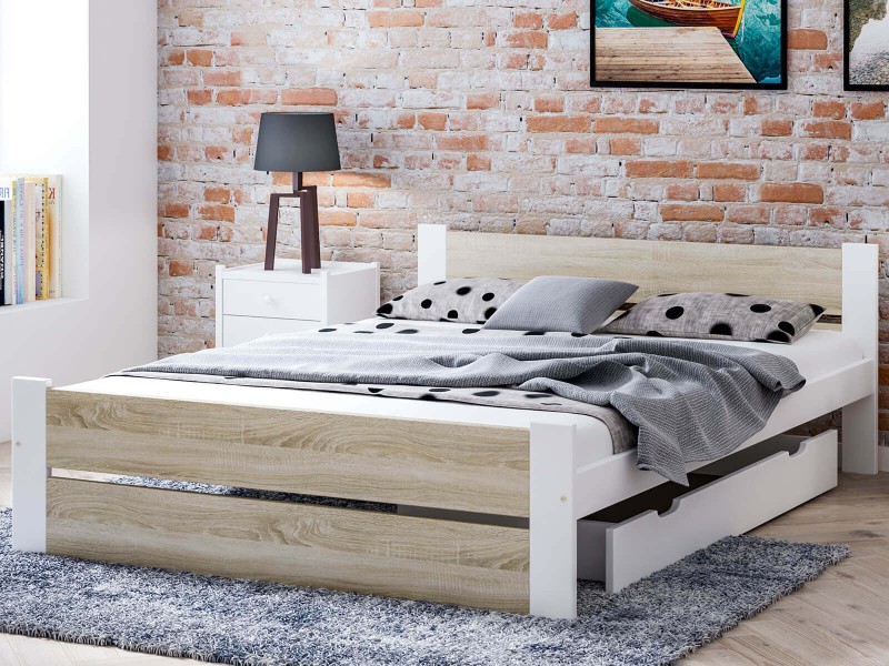 Postel 160x200 DMD14 Bílá + dub sonoma