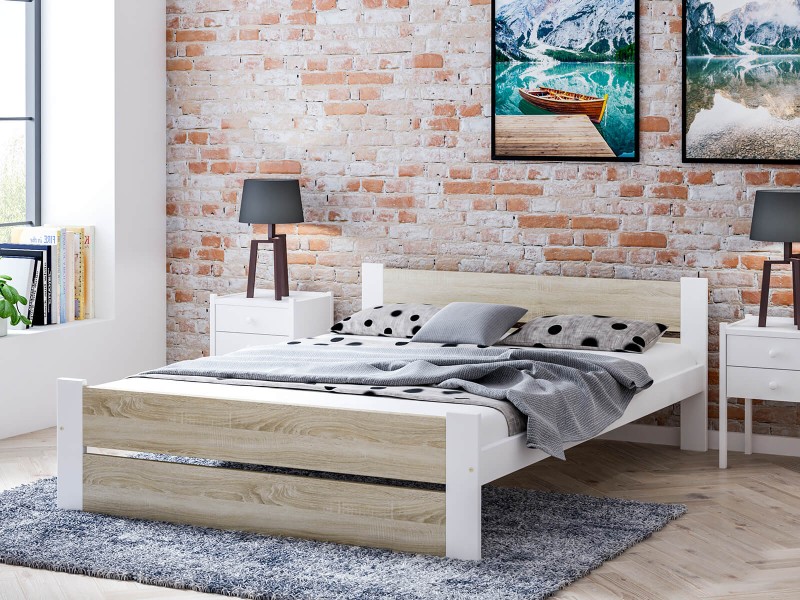 Postel 160x200 DMD14 Bílá + dub sonoma