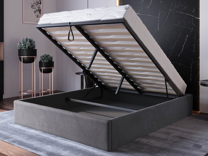 Čalouněná postel s úložným prostorem 160x200 bez čela BOX line Grafitový Velvet