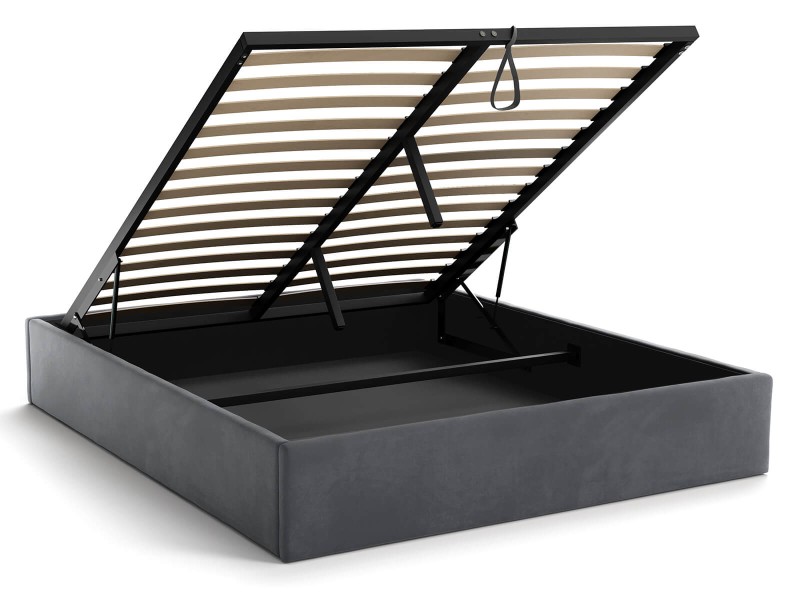 Čalouněná postel s úložným prostorem 180x200 bez čela BOX line Grafitový Velvet
