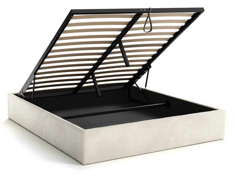 Čalouněná postel s úložným prostorem 180x200 bez čela BOX line Béžový Velvet