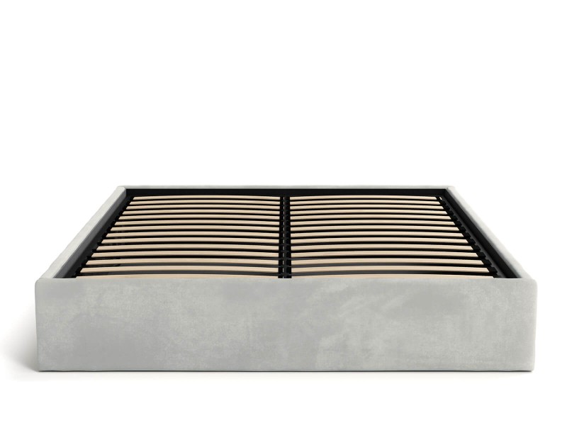 Čalouněná postel s úložným prostorem 140x200 bez čela BOX line Šedý  Velvet