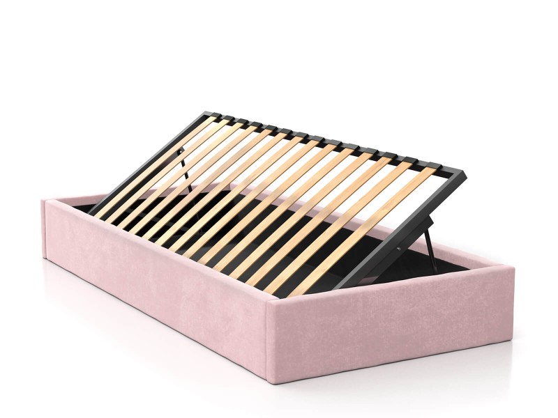 Čalouněná dětská postel 90x200 s roštem a úložným prostorem, růžový Velvet Kids Line Box