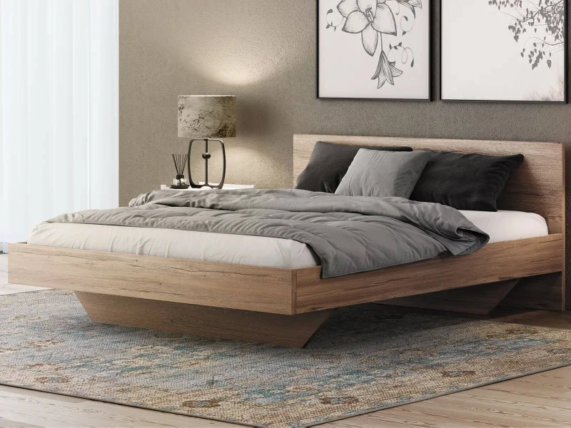 Levitační postel 180x200 z nábytkové desky, dub craft DM2