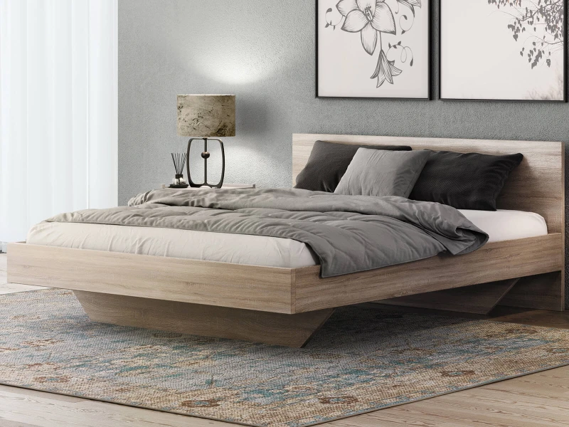Levitační postel 180x200 z nábytkové desky, dub sonoma DM2