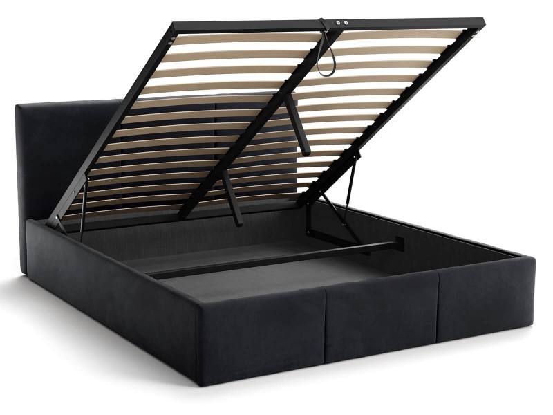 Čalouněná postel s úložným prostorem 160x200 TOP line 7 Černý Velvet