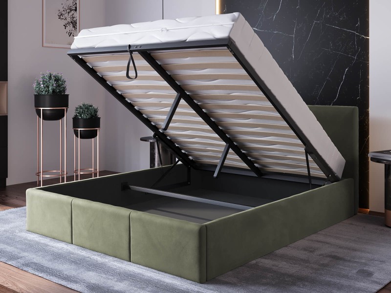 Čalouněná postel s úložným prostorem 140x200 TOP line 7 Olivový Velvet