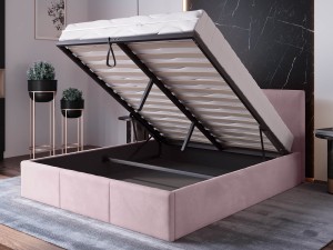 Čalouněná postel s úložným prostorem 180x200 TOP line 7 Růžový Velvet