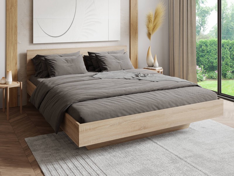 Levitační postel 120x200 z nábytkové desky, dub sonoma DM2