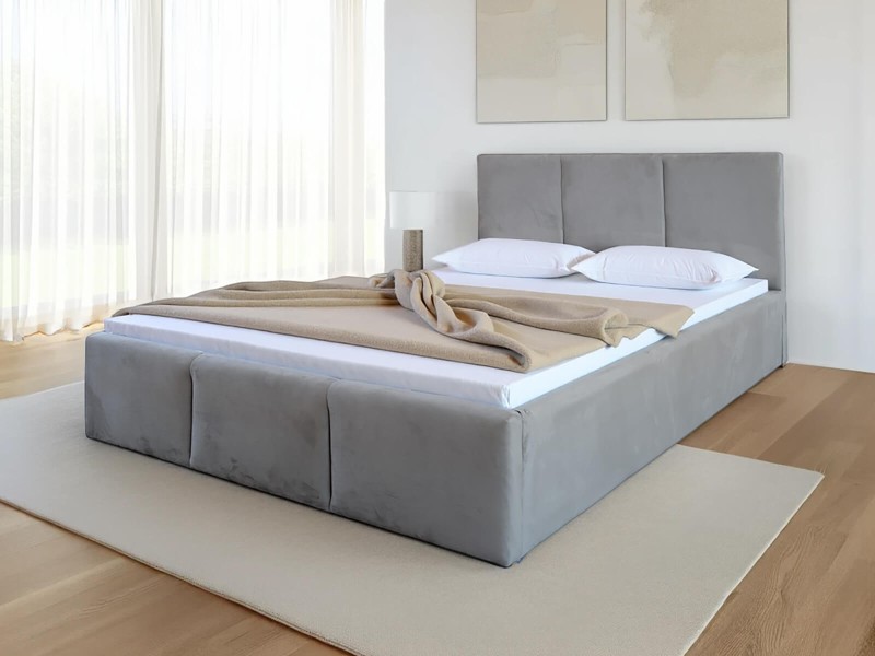 Čalouněná postel s úložným prostorem 140x200 TOP line 7 Šedý Velvet