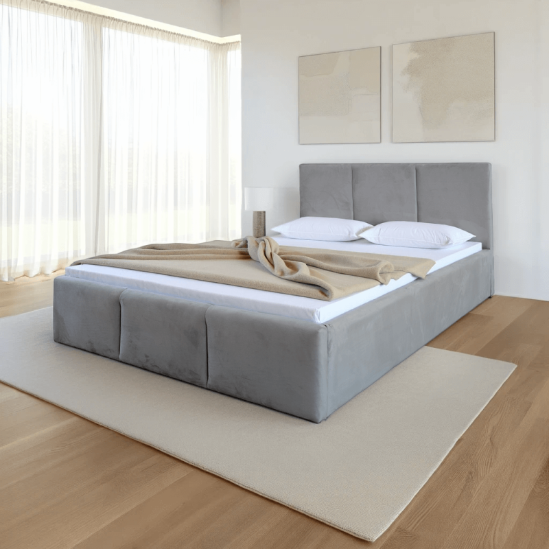 Čalouněná postel s úložným prostorem 140x200 TOP line 7 Šedý Velvet