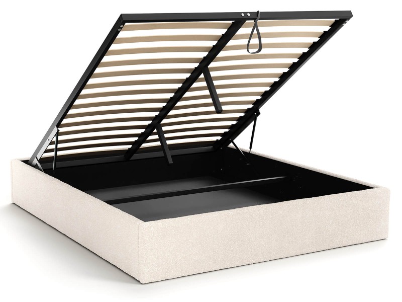 Čalouněná postel s úložným prostorem 160x200 bez čela BOX line Krémová Boucle
