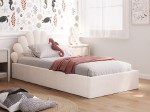 Čalouněná dětská postel 90x200 s roštem,  Krémová Boucle Kids Line 3 Mušle