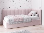 Čalouněná jednolůžková pohovka s roštem a úložným prostorem 90x200, Tom Růžový Velvet