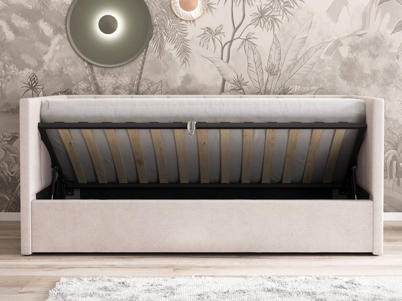 Čalouněná jednolůžková pohovka s roštem a úložným prostorem 90x200, Urus Soro 21