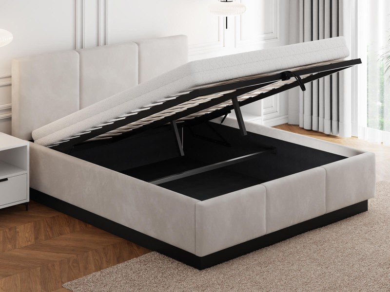 Čalouněná levitační postel s úložným prostorem 160x200 TOP line 8 Šedý  Velvet