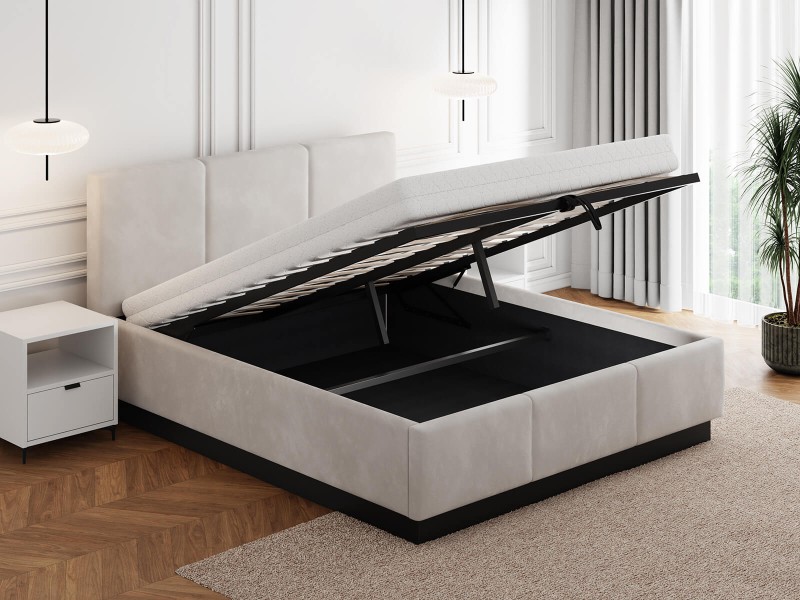 Čalouněná levitační postel s úložným prostorem 160x200 TOP line 8 Šedý  Velvet