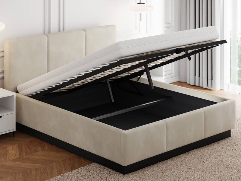 Čalouněná levitační postel s úložným prostorem 160x200 TOP line 8 Béžový  Velvet