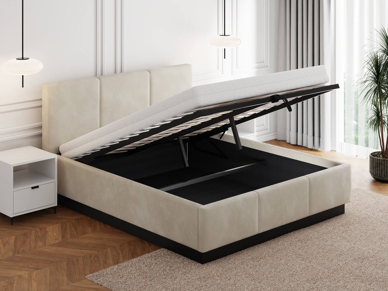 Čalouněná levitační postel s úložným prostorem 160x200 TOP line 8 Béžový  Velvet