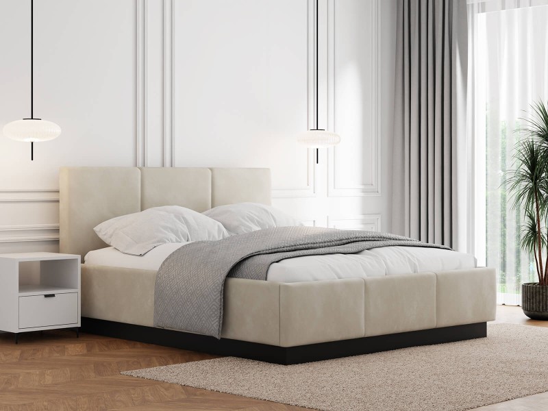 Čalouněná levitační postel s úložným prostorem 180x200 TOP line 8 Béžový  Velvet