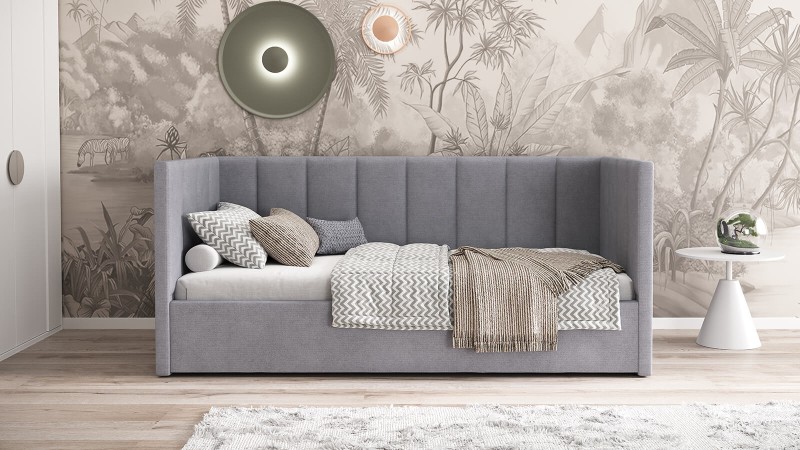 Čalouněná jednolůžková pohovka s roštem a úložným prostorem 90x200, Urus Soro 90