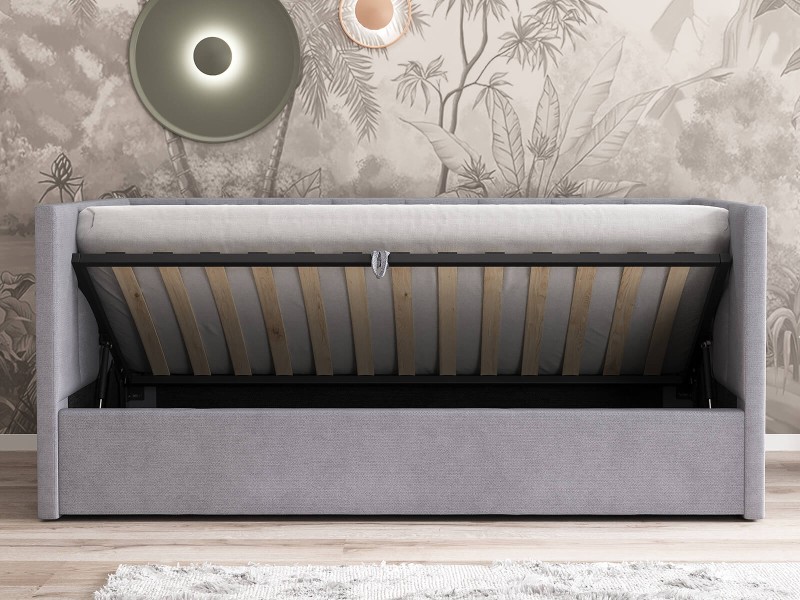 Čalouněná jednolůžková pohovka s roštem a úložným prostorem 90x200, Urus Soro 90