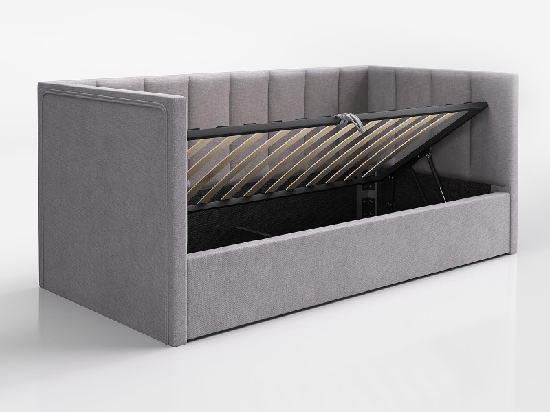Čalouněná jednolůžková pohovka s roštem a úložným prostorem 90x200, Urus Soro 90
