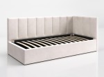 Čalouněná jednolůžková pohovka s roštem a úložným prostorem 90x200, Tom Béžový Velvet