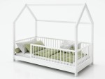 Dětská postel Domeček 80x160 se zábradlím a roštem, bílá D9