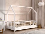 Dětská postel Domeček 80x160 se zábradlím a roštem, bílá D9