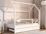 Dětská postel Domeček 80x160 se šuplíkem a roštem, bílá D9S