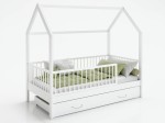 Dětská postel Domeček 80x160 se šuplíkem a roštem, bílá D9S