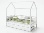 Dětská postel Domeček 80x160 se šuplíkem a roštem, bílá D9S