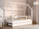 Dětská postel Domeček 80x160 se šuplíkem a roštem, bílá D9S
