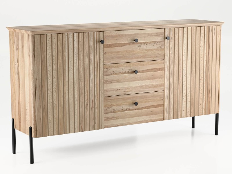 Buková dřevěná komoda Lamelo 3S2D, šířka 155 cm, Přírodní Buk