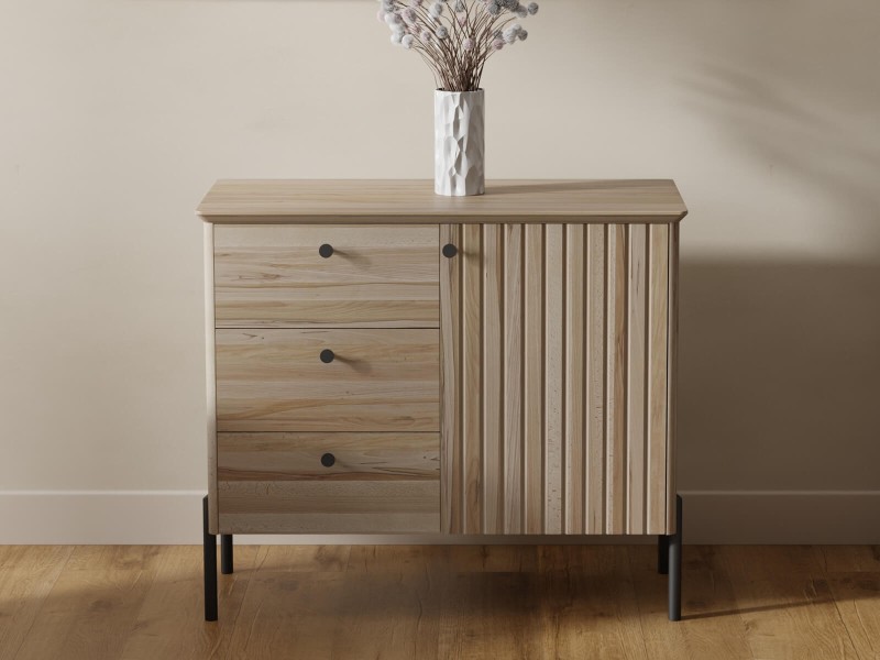 Buková dřevěná komoda Lamelo, šířka 93 cm, Přírodní Buk