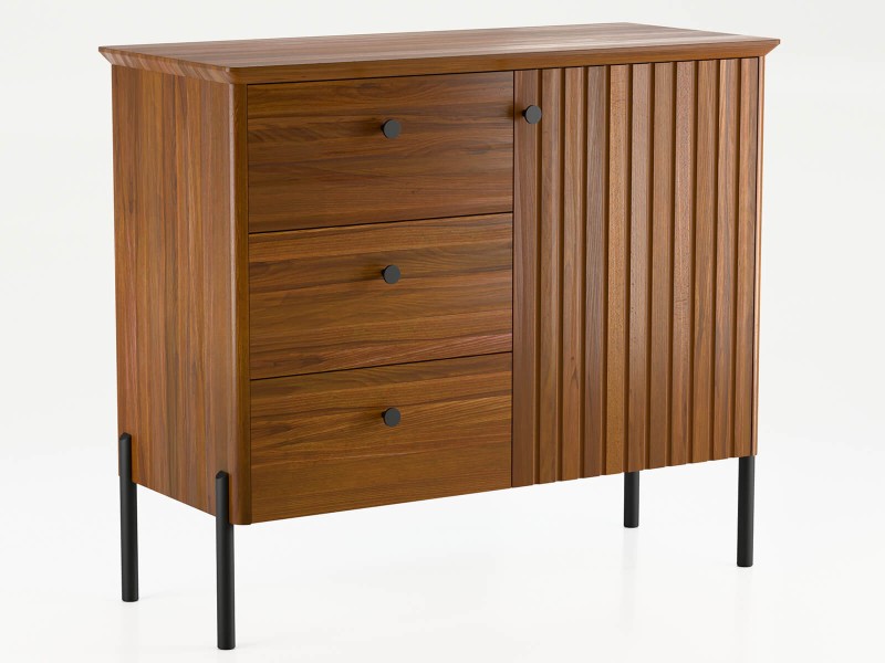 Buková dřevěná komoda Lamelo, šířka 93 cm, Rustikální Dub