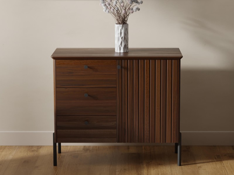 Buková dřevěná komoda Lamelo, šířka 93 cm, Vlašský Ořech