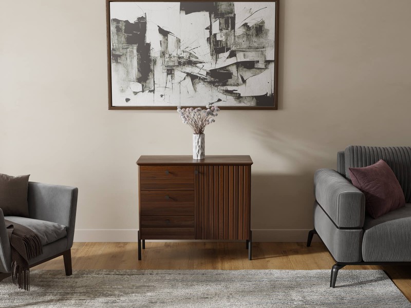 Buková dřevěná komoda Lamelo, šířka 93 cm, Vlašský Ořech