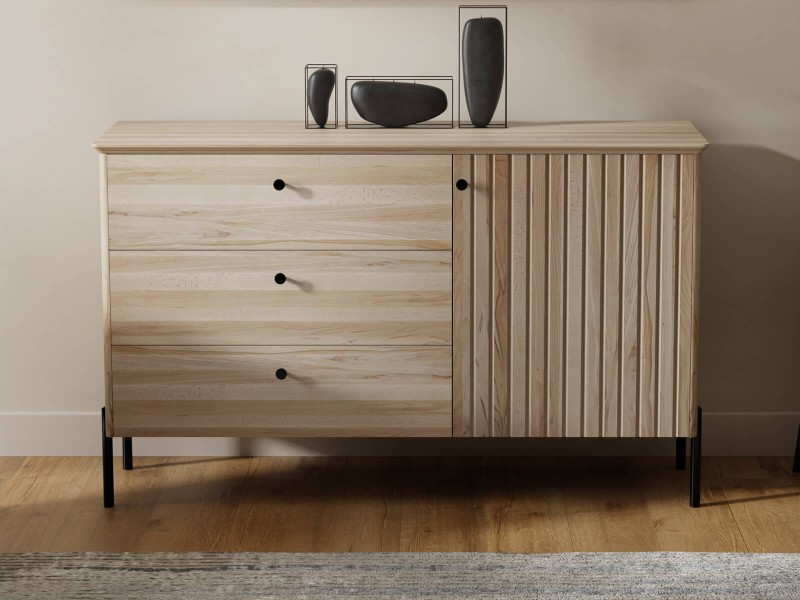 Buková dřevěná komoda Lamelo, šířka 143 cm, Přírodní Buk