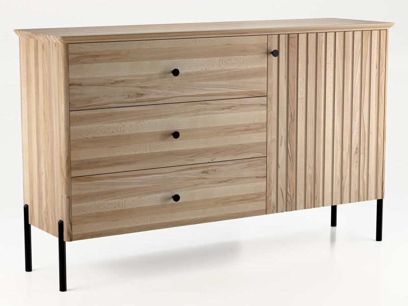 Buková dřevěná komoda Lamelo, šířka 143 cm, Přírodní Buk