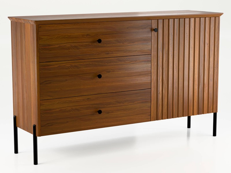 Buková dřevěná komoda Lamelo, šířka 143 cm, Rustikální Dub