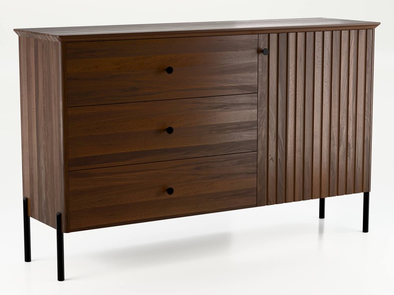 Buková dřevěná komoda Lamelo, šířka 143 cm, Vlašský Ořech