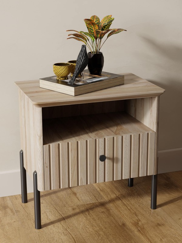 Dřevěný noční stolek z buku Lamelo Přírodní Buk