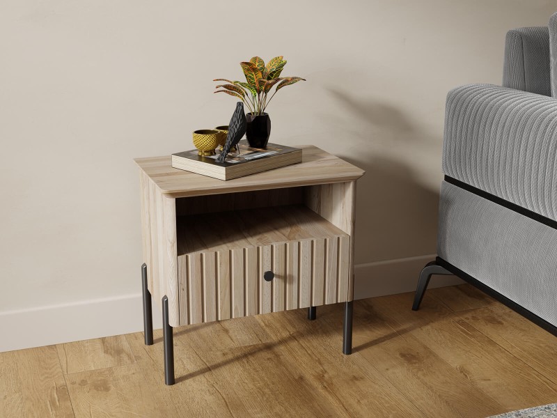 Dřevěný noční stolek z buku Lamelo Přírodní Buk