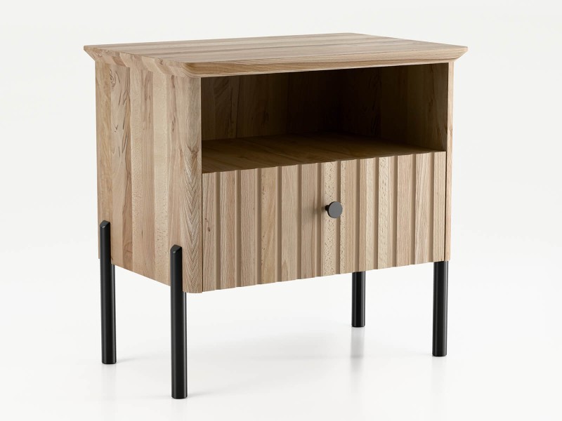 Dřevěný noční stolek z buku Lamelo Přírodní Buk