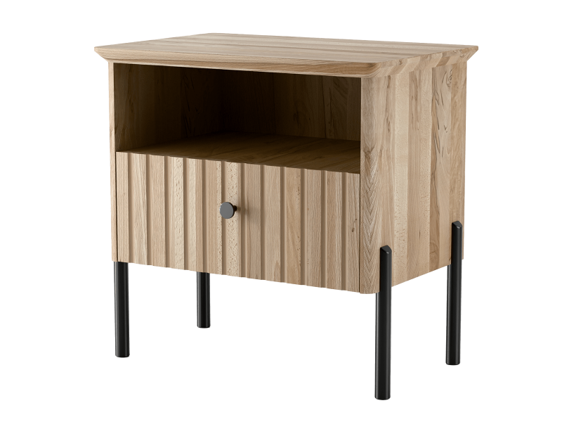 Dřevěný noční stolek z buku Lamelo Přírodní Buk