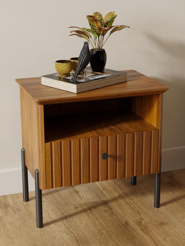 Dřevěný noční stolek z buku Lamelo Rustikální Dub